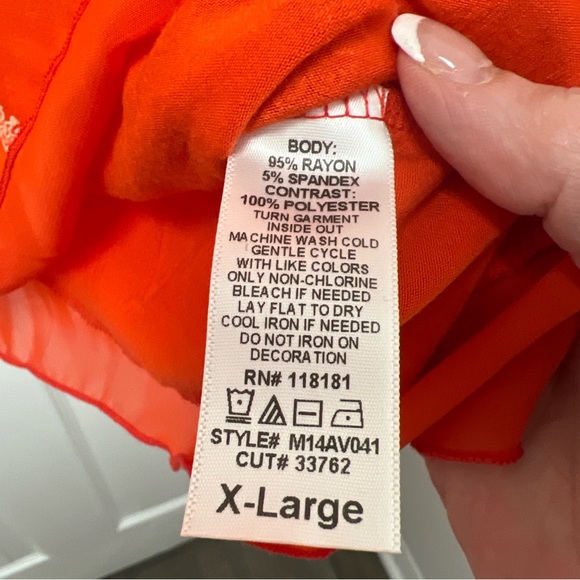 Ladies Orange Sleeveless Top BLEU with bling XL NWT - Picture 7 of 8